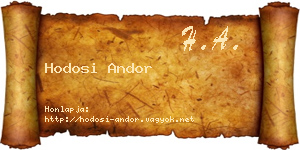 Hodosi Andor névjegykártya